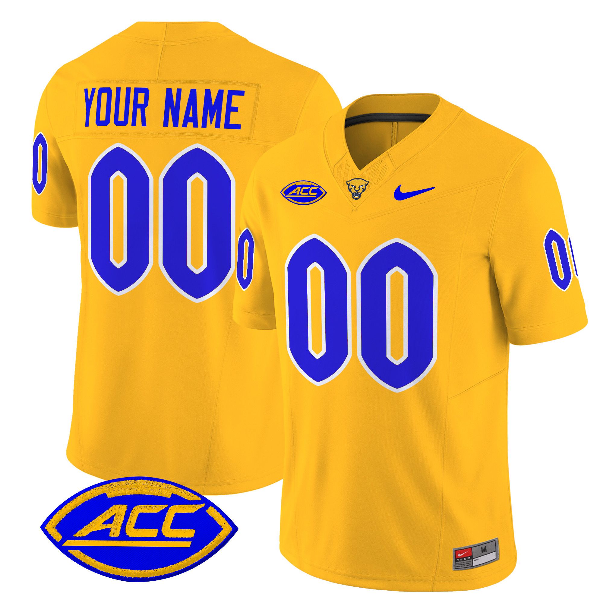 Men Pittsburgh Panthers Yellow Nike 2024 Vapor Limited Custom NCAA Jersey->customized ncaa jersey->Custom Jersey